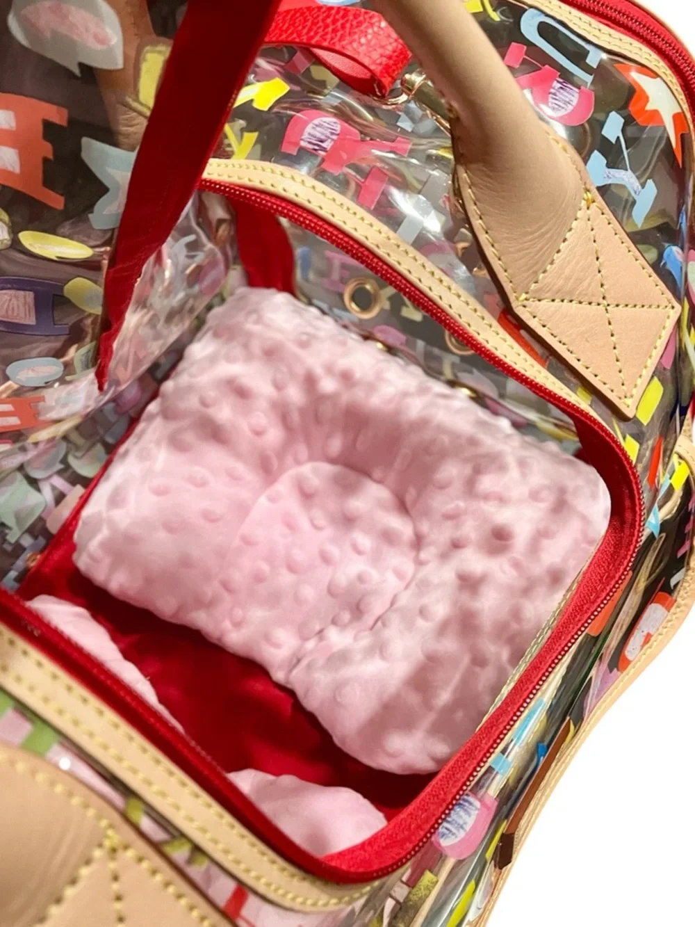 DOONEY & BOURKE Y2K MULTICOLOR PVC GRAFFITI ‘DOODLE’ DOG/PET CARRIER - 18 x 11